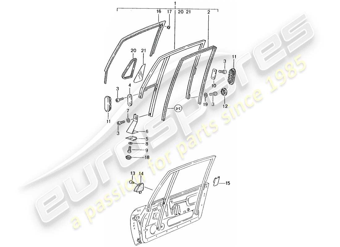porsche 1996 (993) cornice della finestra diagramma delle parti