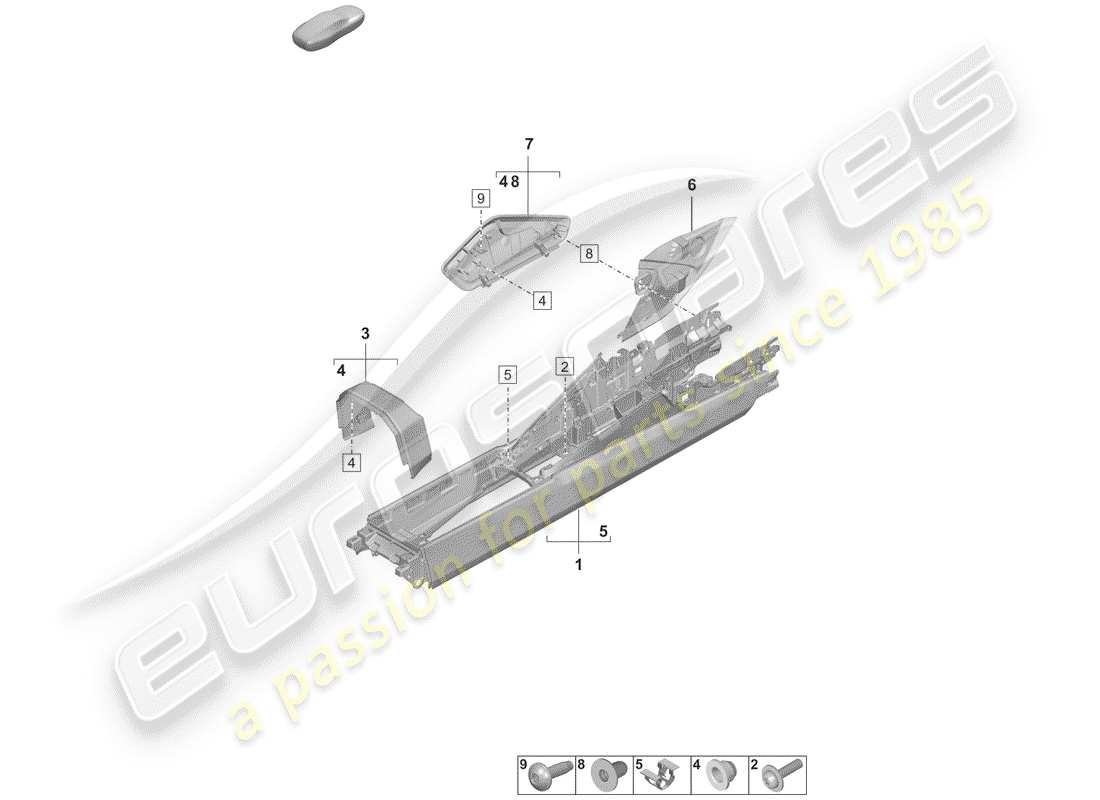 porsche 2019 (992-1) console centrale diagramma delle parti