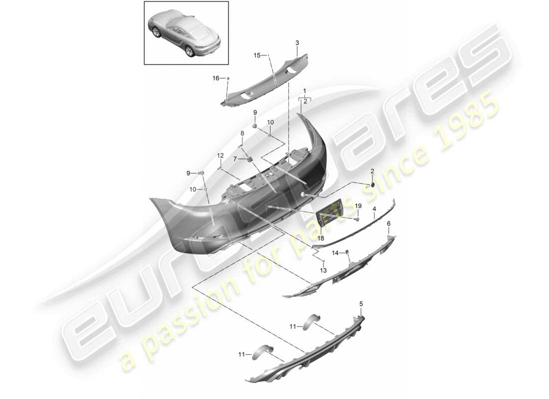 porsche 2020 (718 cayman) paraurti anteriore gts 4.0 diagramma delle parti
