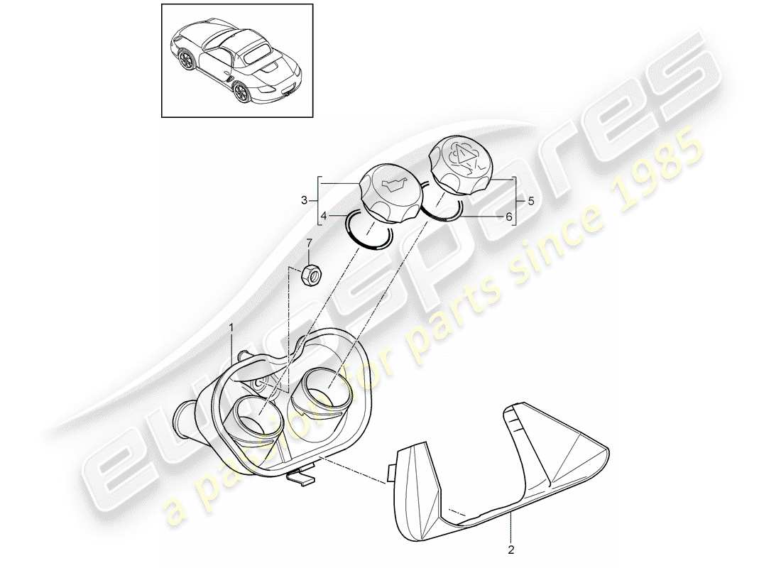 porsche 2010 (987 boxster) raffreddamento ad acqua 4 diagramma delle parti