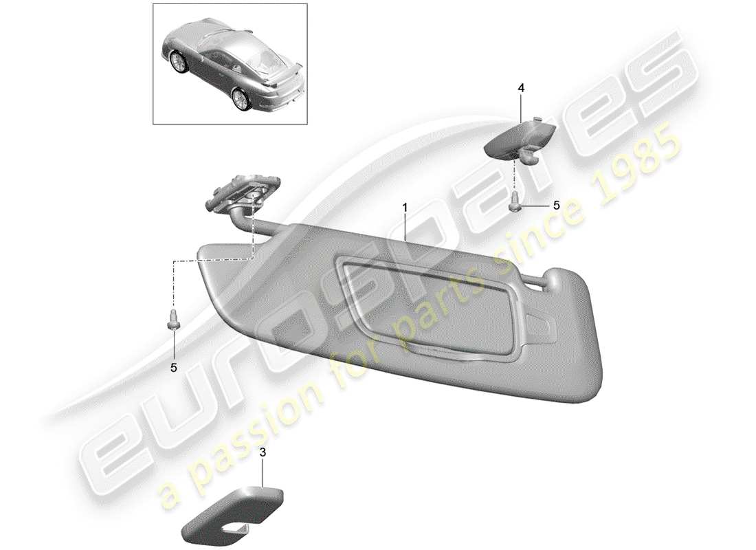 porsche 2015 (991-1 r/gt3/rs) schema delle parti delle visiere parasole