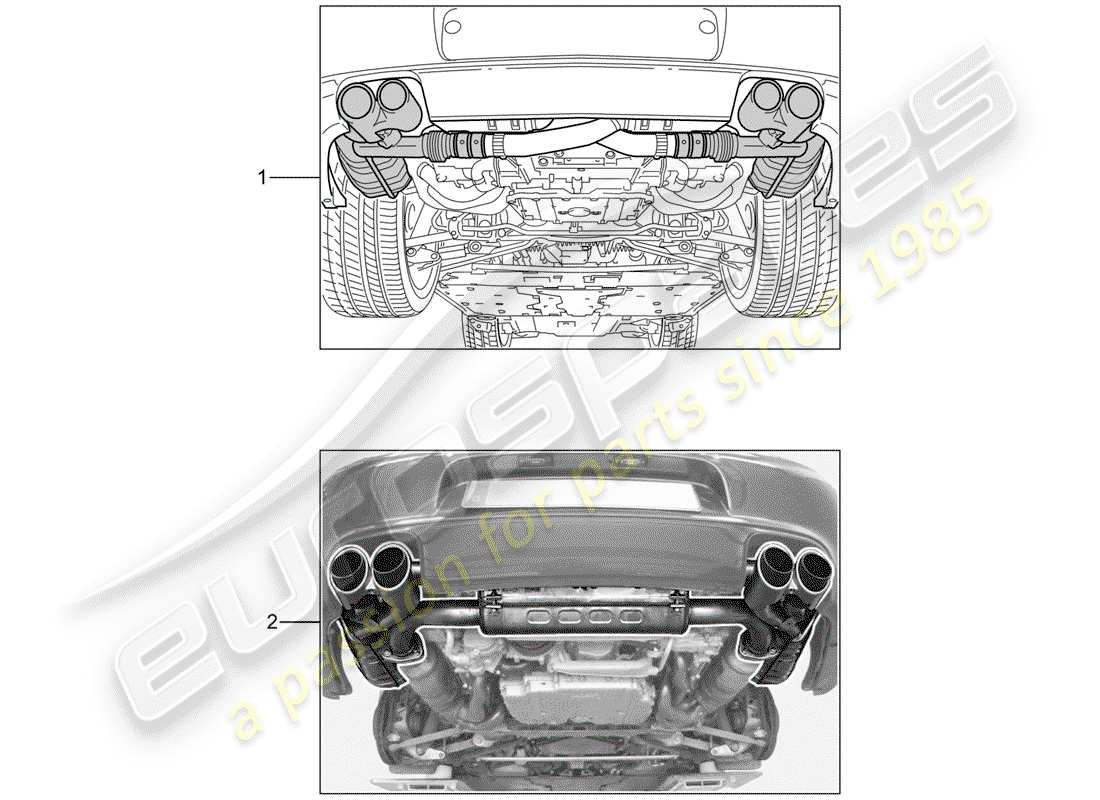 porsche 1992 (tequipment) impianto di scarico diagramma delle parti