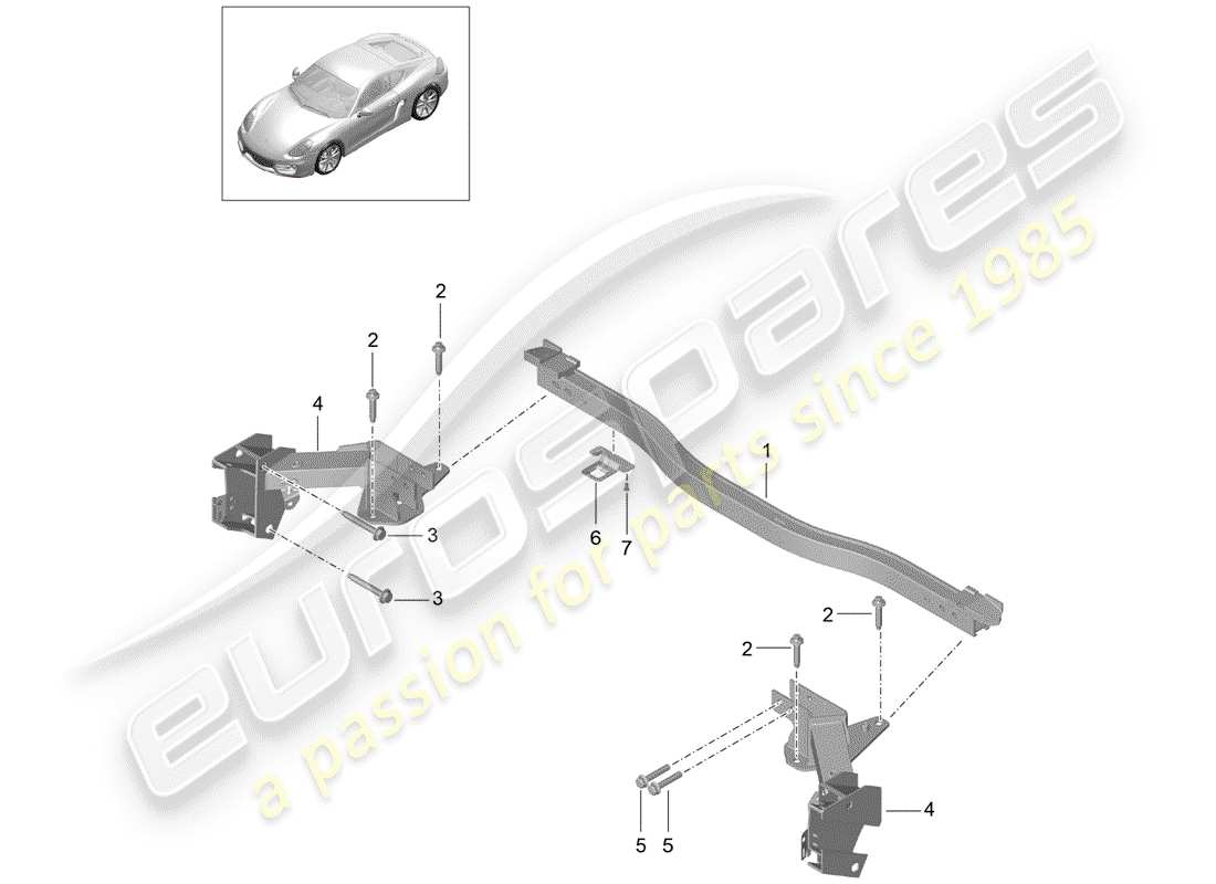 porsche 2015 (981 cayman) membro trasversale diagramma delle parti