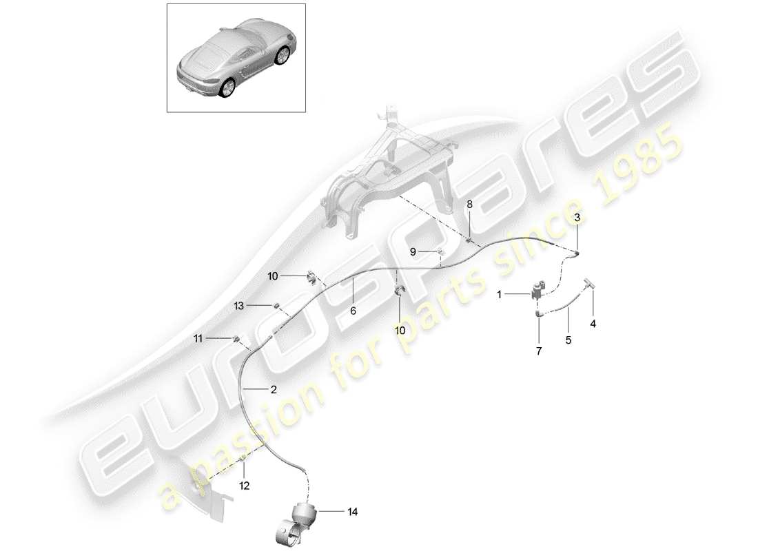 porsche 2017 (718 cayman) impianto di scarico diagramma delle parti