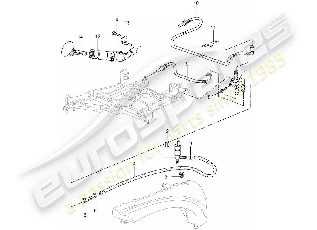 porsche 2005 (996) impianto rondella - d - mj 2002>> schema delle parti