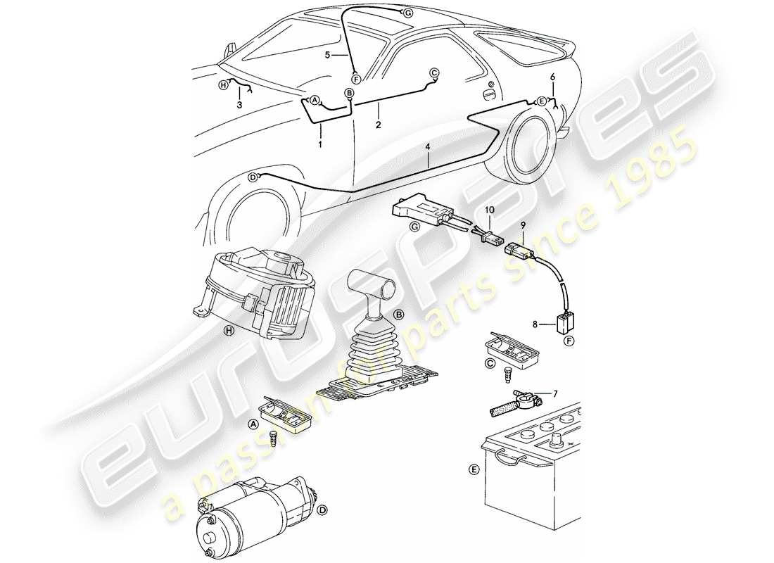 porsche 1983 (928) cablaggio - abitacolo passeggeri diagramma delle parti