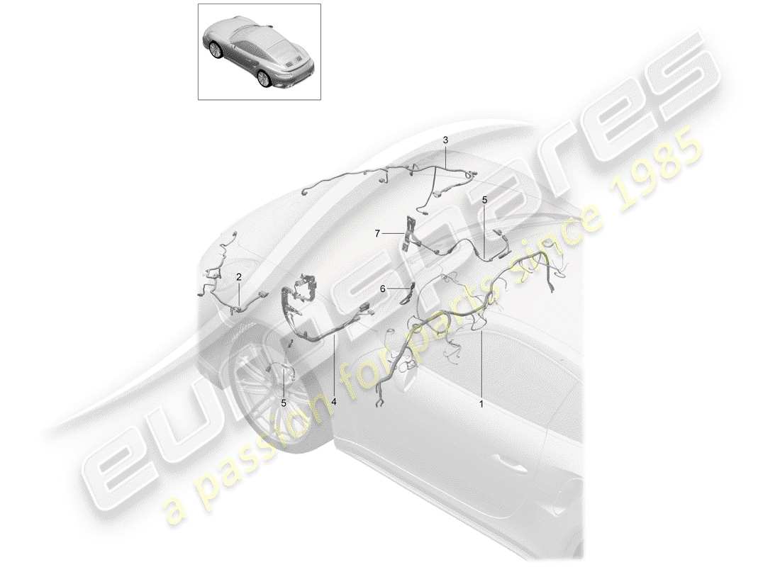 porsche 2015 (991-1 turbo) cablaggi diagramma delle parti