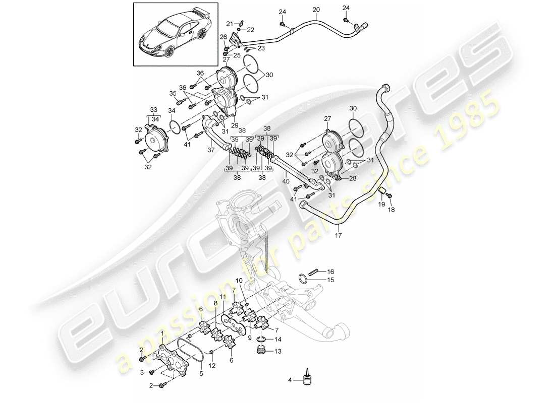 porsche 2011 (997-2 gt3) fornitura di olio diagramma delle parti
