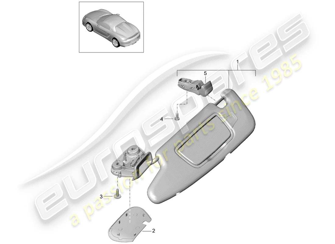 porsche 2016 (981 boxster spyder) schema delle parti delle visiere parasole