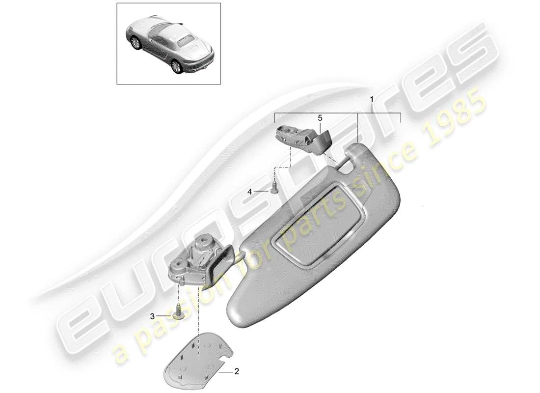 porsche 2020 (718 boxster) visiere da sole diagramma delle parti