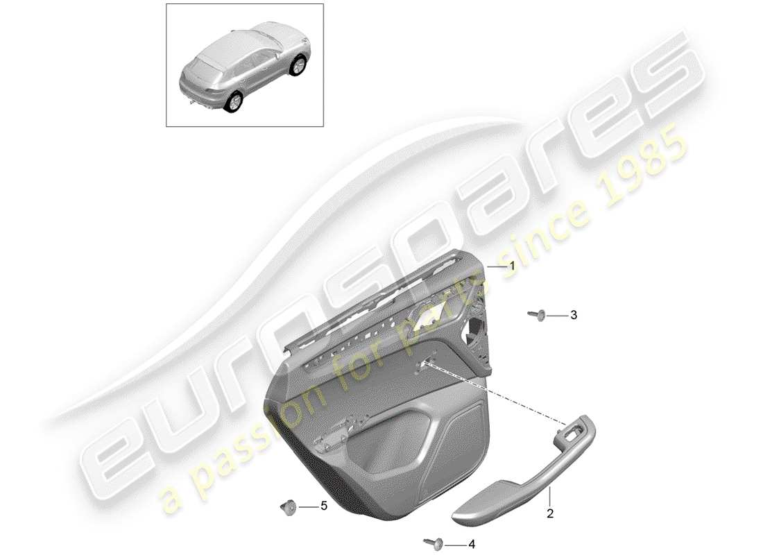 porsche 2018 (macan) schema delle parti del pannello della porta
