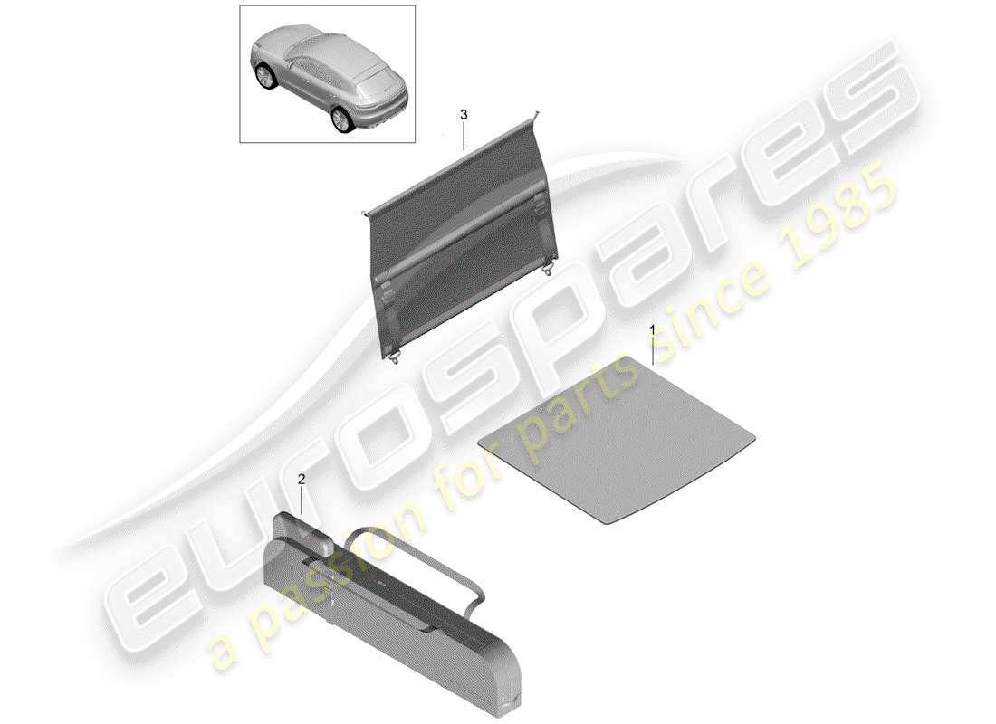 porsche 2020 (macan) tappetino del vano bagagli schema delle parti
