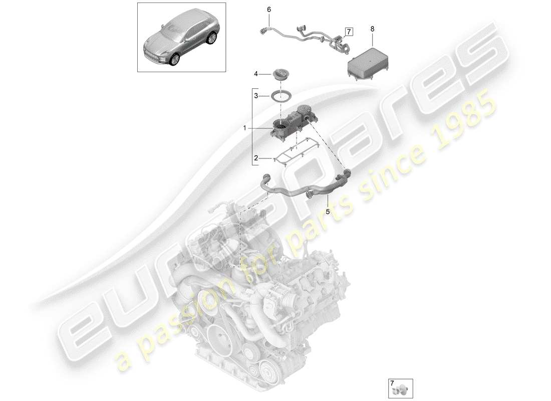 porsche 2019 (macan) ventilazione per blocco cilindri diagramma delle parti