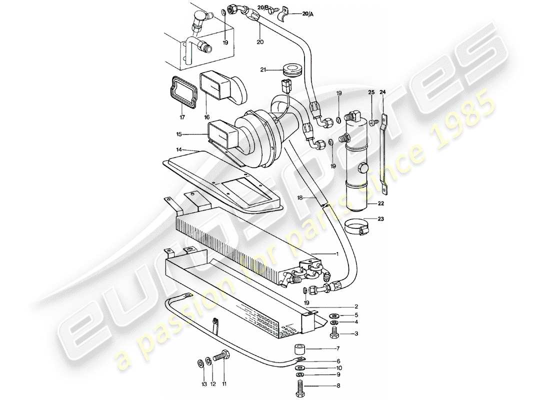 porsche 1983 (911) condensatore - linea refrigerante - accessori e altri schema parte