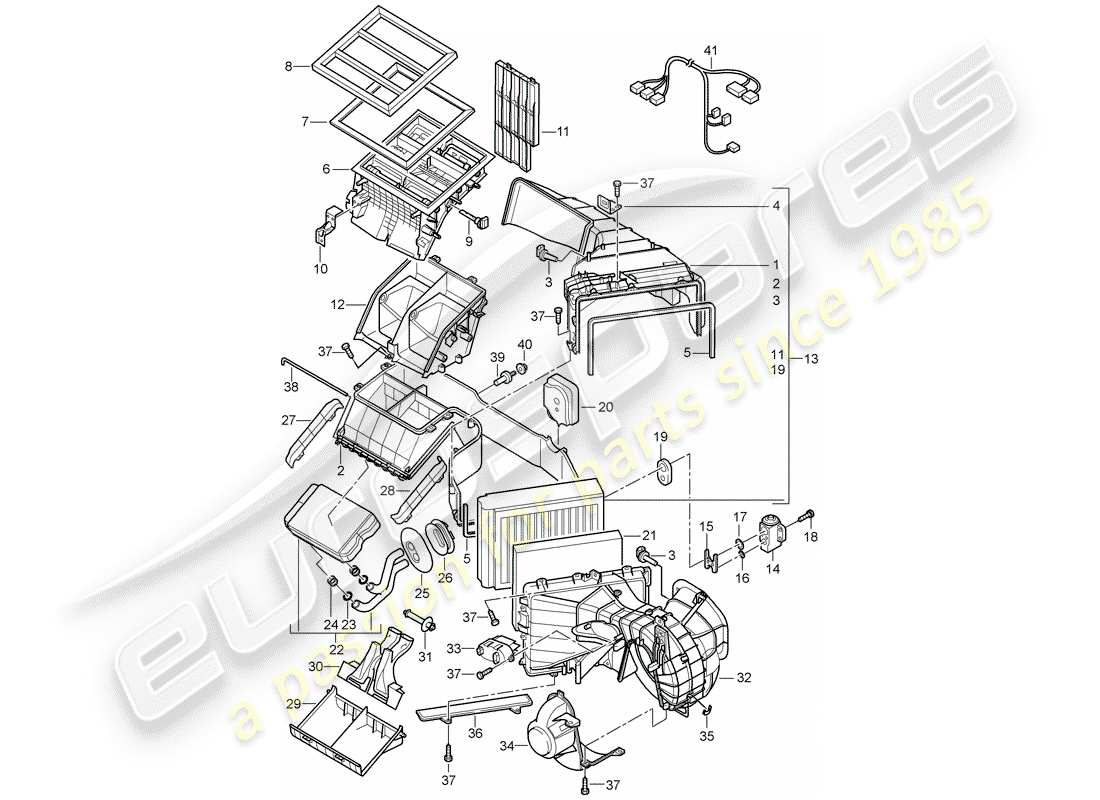 porsche 2005 (cayenne e1 9pa) riscaldamento, aria condiz. sistema diagramma delle parti