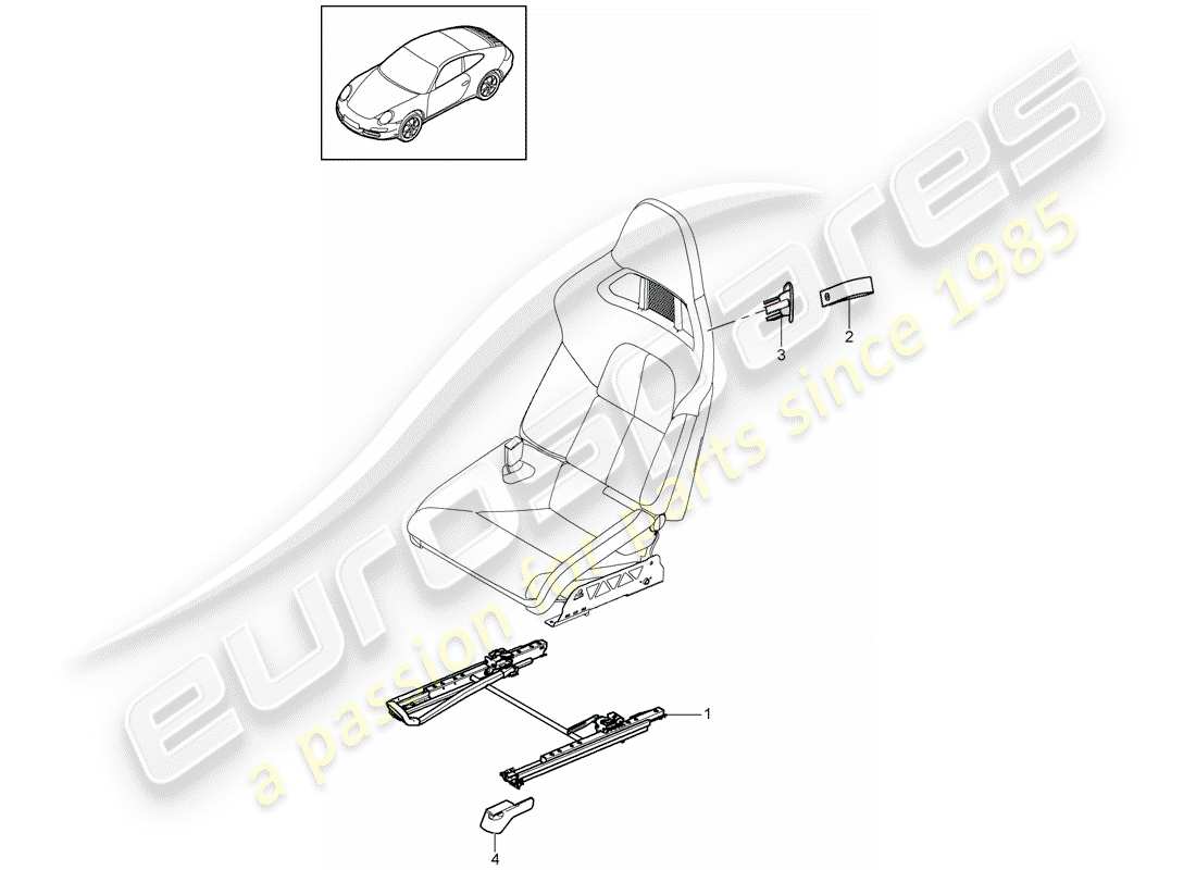 porsche 2012 (997-2) diagramma delle parti del sedile