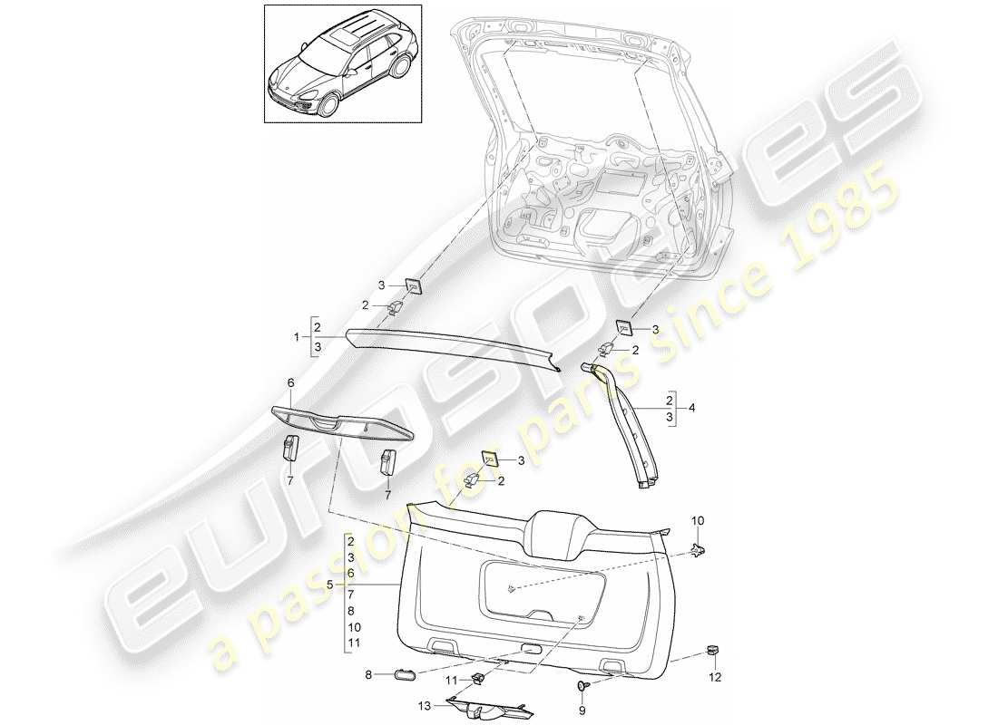 porsche 2017 (cayenne e2 92a) finiture diagramma delle parti