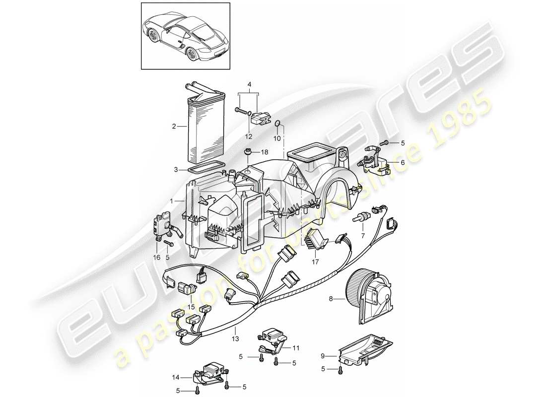 porsche 2007 (987 cayman) condizionatore diagramma delle parti