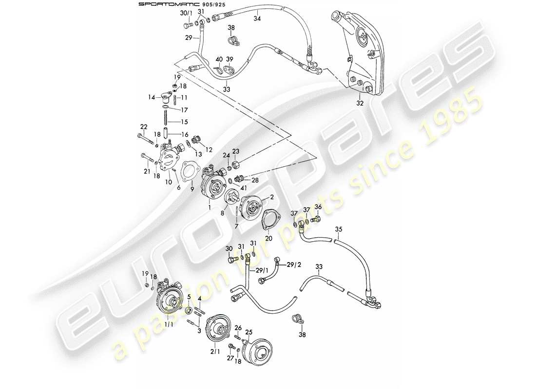 porsche 1973 (911) alimentazione olio - per - convertitore di coppia - sportomatic - d - mj 1973>> schema delle parti