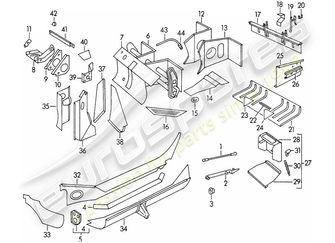 porsche 1959 (356/356a) telaio - parti singole diagramma delle parti