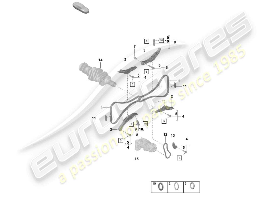 porsche 2020 (718 cayman) tendicatena catena di distribuzione diagramma delle parti