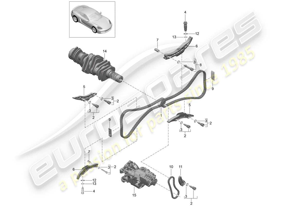 porsche 2017 (718 cayman) catena temporale diagramma delle parti