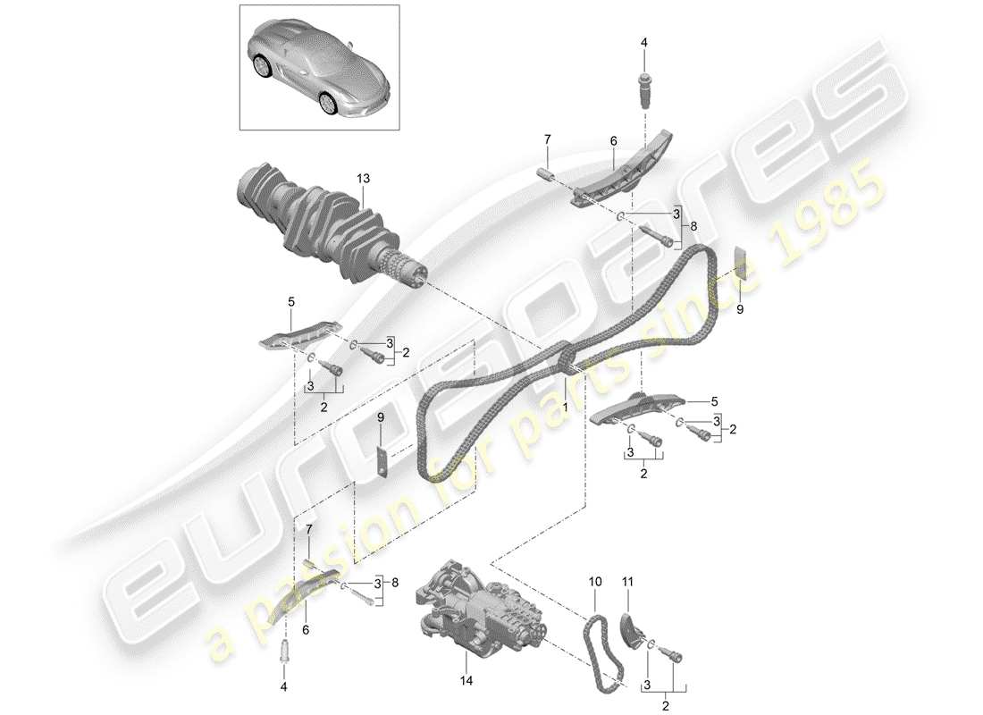 porsche 2016 (981 boxster spyder) diagramma delle parti di controllo della valvola