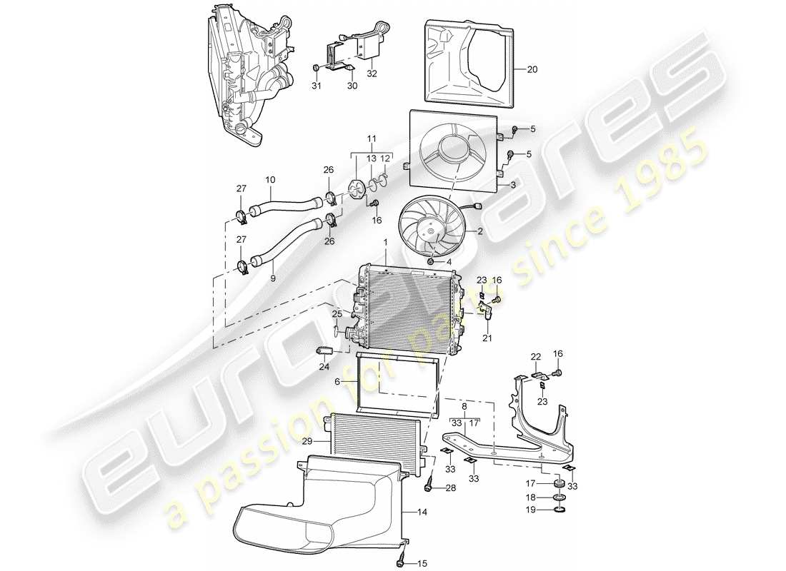 porsche 2008 (997-1 gt3) raffreddamento ad acqua 3 diagramma delle parti