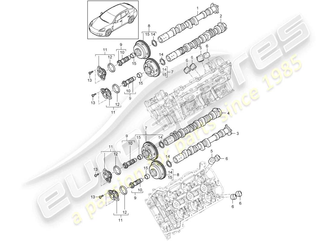 porsche 2010 (cayenne e1 9pa) albero a camme diagramma delle parti