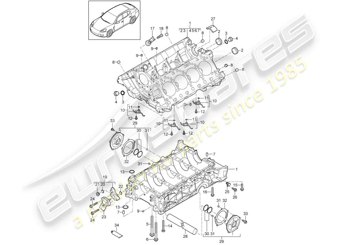 porsche 2010 (cayenne e1 9pa) carter motore parti singole diagramma delle parti