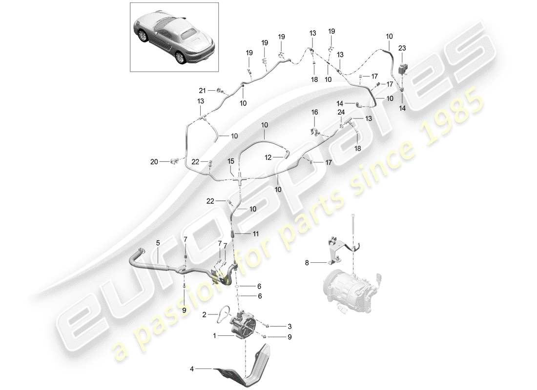porsche 2018 (718 boxster) schema delle parti del sistema di vuoto