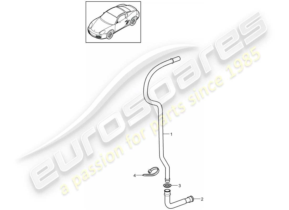 porsche 2009 (987 cayman) tubo scarico acqua diagramma delle parti