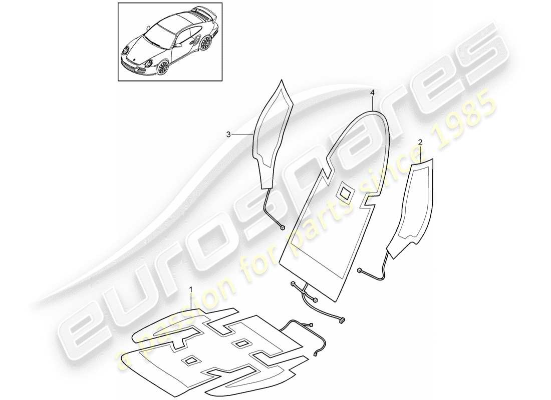 porsche 2013 (997-2 turbo / gt2 rs) diagramma delle parti del riscaldatore
