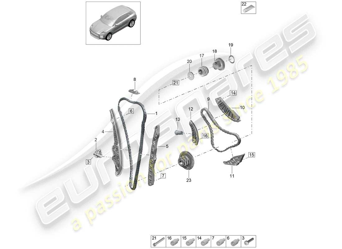 porsche 2019 (macan) catena temporale diagramma delle parti