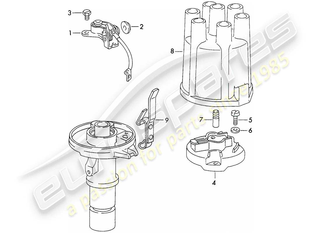 porsche 1973 (911) distributore - - marelli - - d >> - mj 1971 schema delle parti