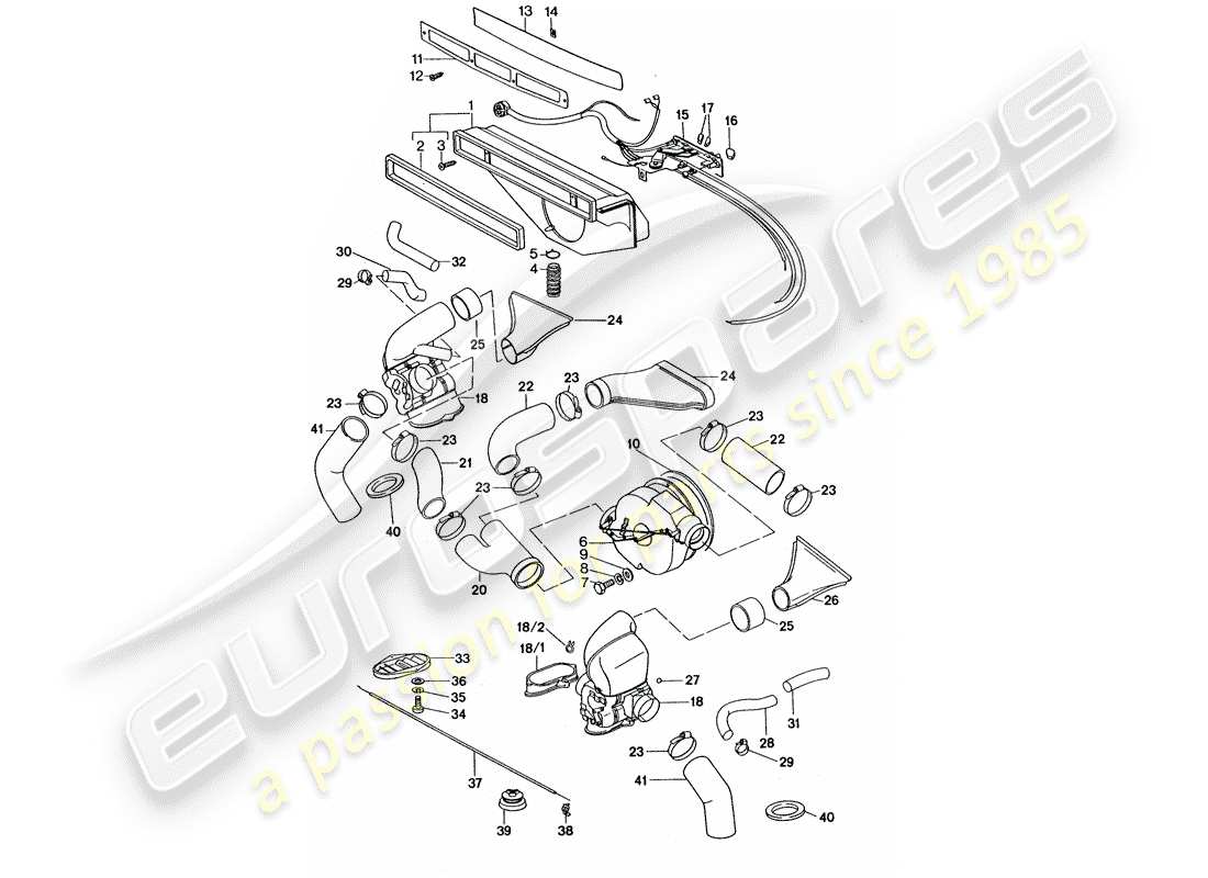 porsche 1977 (911 turbo) ventilazione - sistema di riscaldamento 2 - d - mj 1977>> schema delle parti