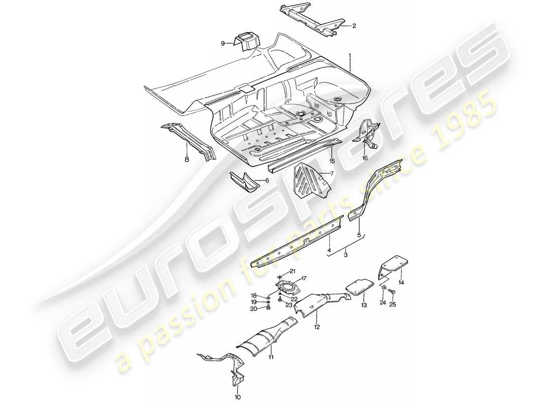 porsche 1981 (928) pavimento - telaio schema delle parti