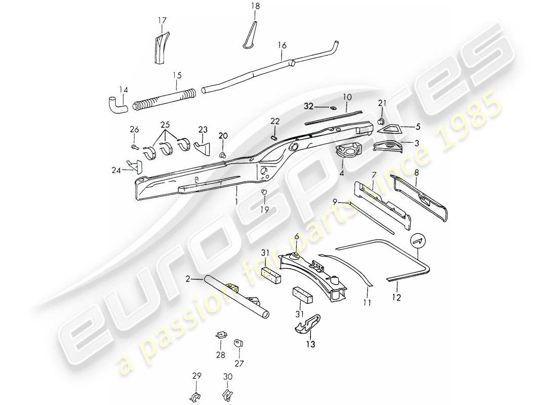 porsche 1973 (911) diagramma delle parti del telaio