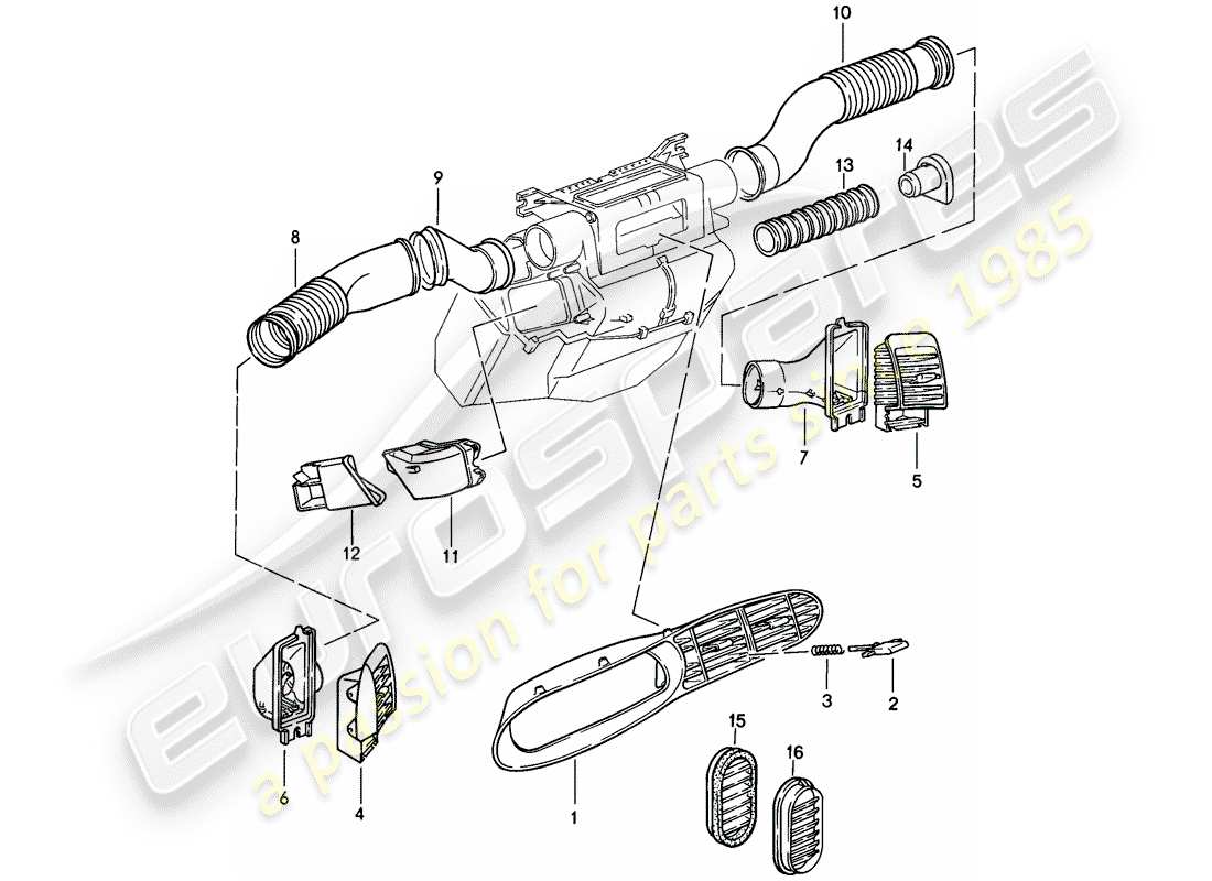 porsche 1988 (944) condotto dell'aria diagramma delle parti