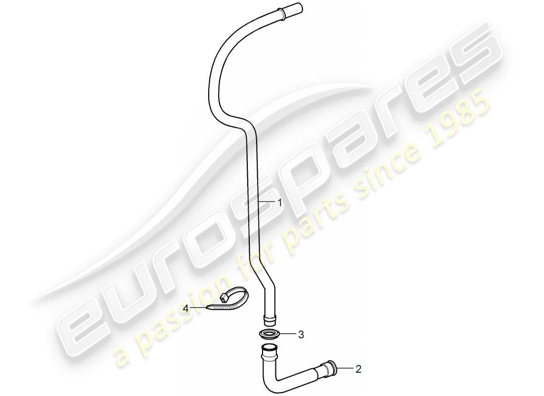 porsche 2008 (997-1 turbo / gt2) diagramma delle parti del tubo di scarico dell'acqua