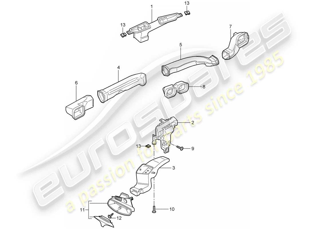 porsche 2008 (997-1 turbo / gt2) distributore d'aria schema delle parti