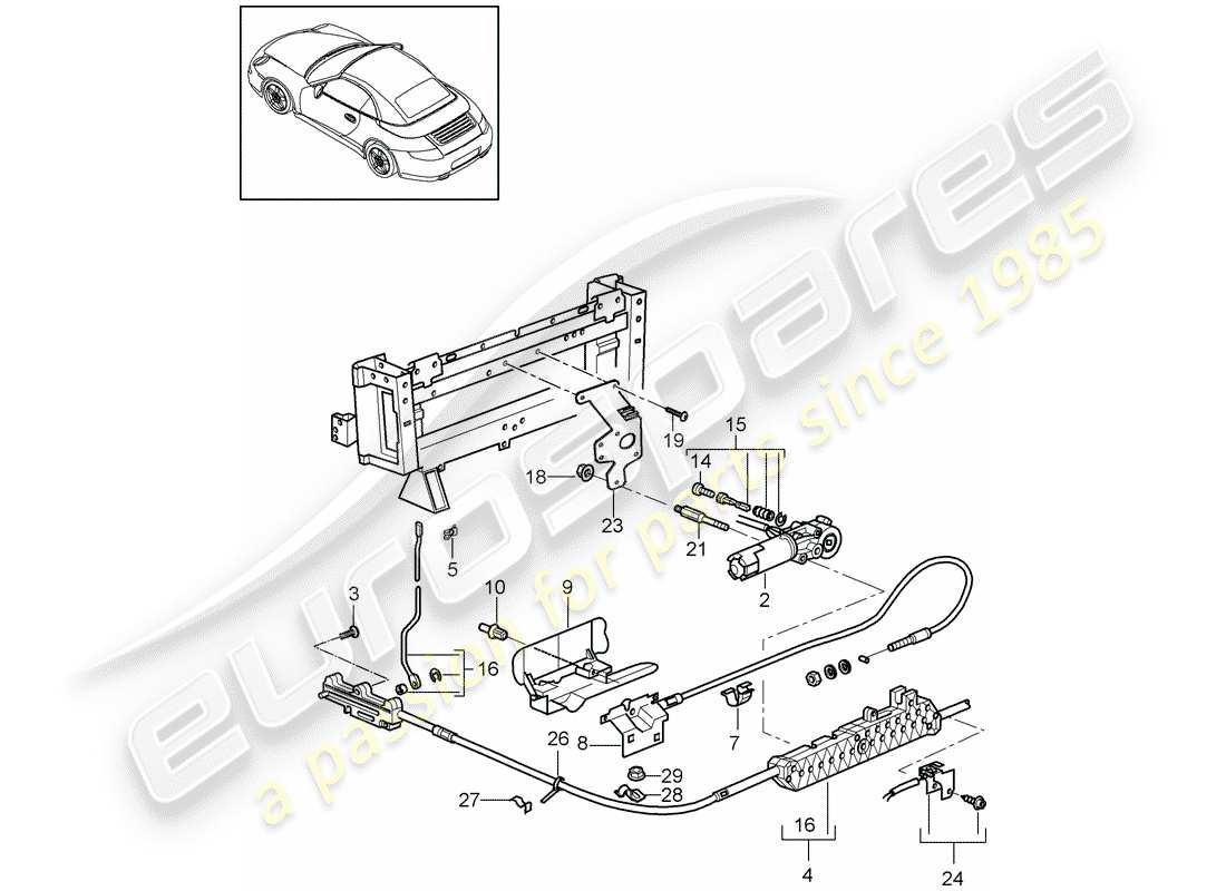 porsche 2010 (997-2) meccanismo di guida diagramma delle parti