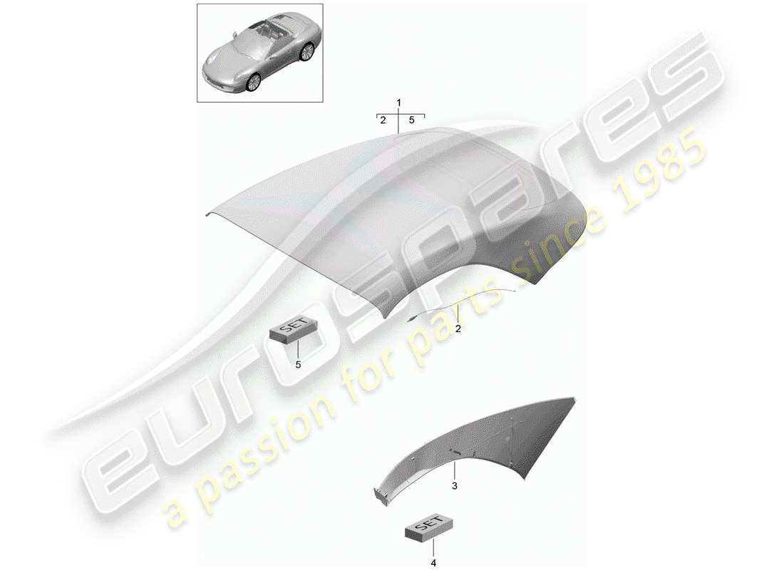 porsche 2013 (991-1) copertura capote convertibile schema delle parti