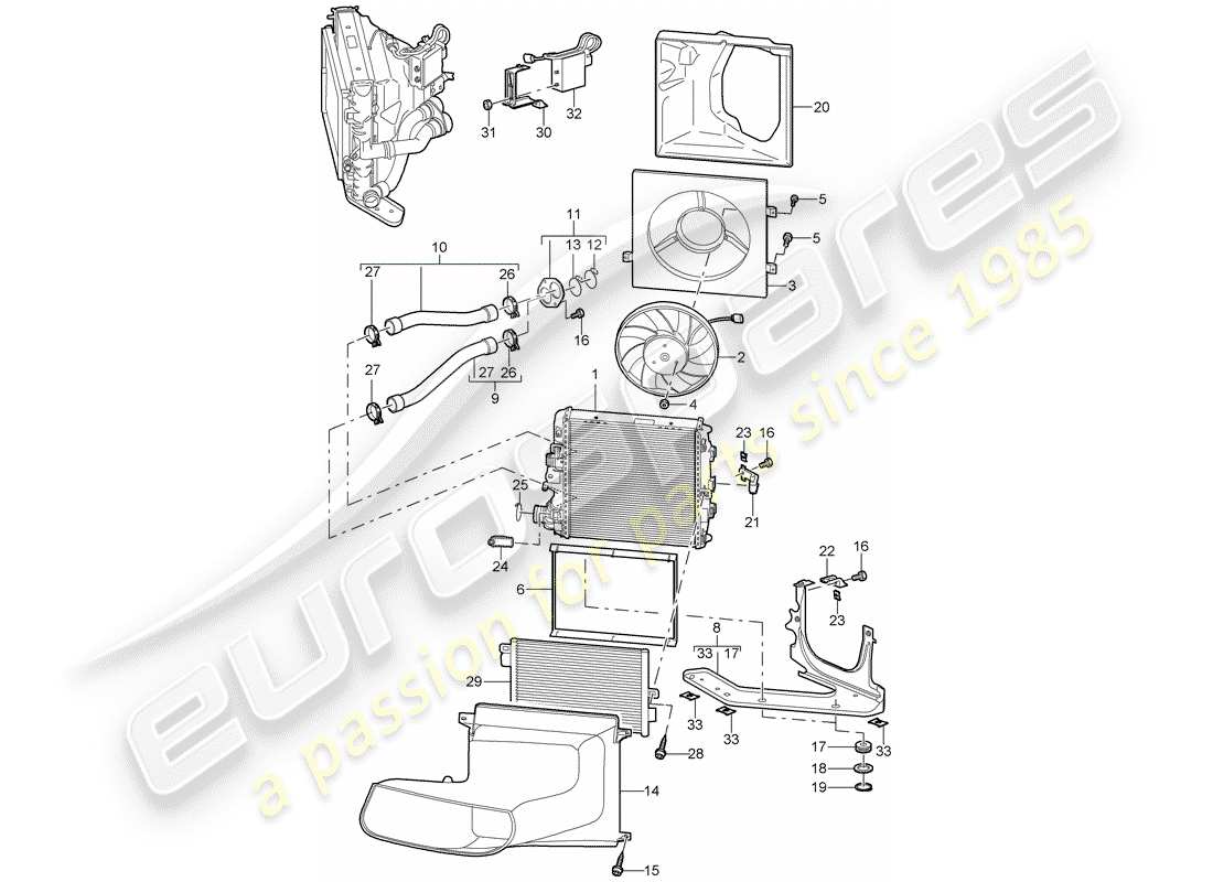porsche 2007 (997-1 gt3) raffreddamento ad acqua 3 diagramma delle parti