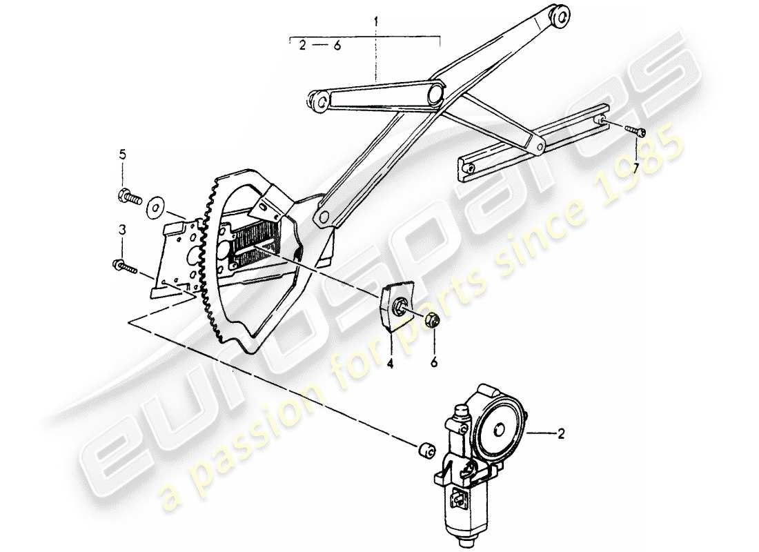 porsche 1992 (964) regolatore della finestra - elettrico diagramma delle parti