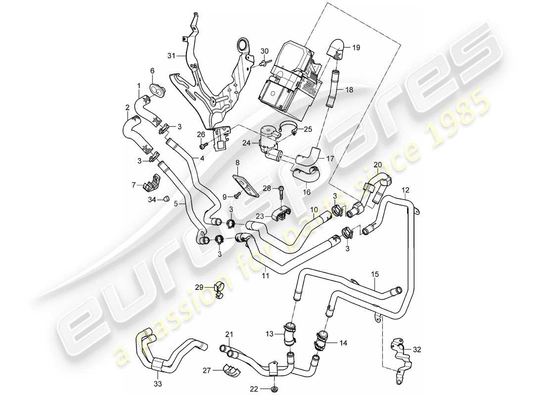 porsche 2008 (cayenne e1 9pa) stufa diagramma delle parti