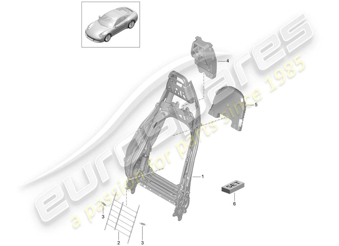 porsche 2020 (991-2) telaio - schienale diagramma delle parti
