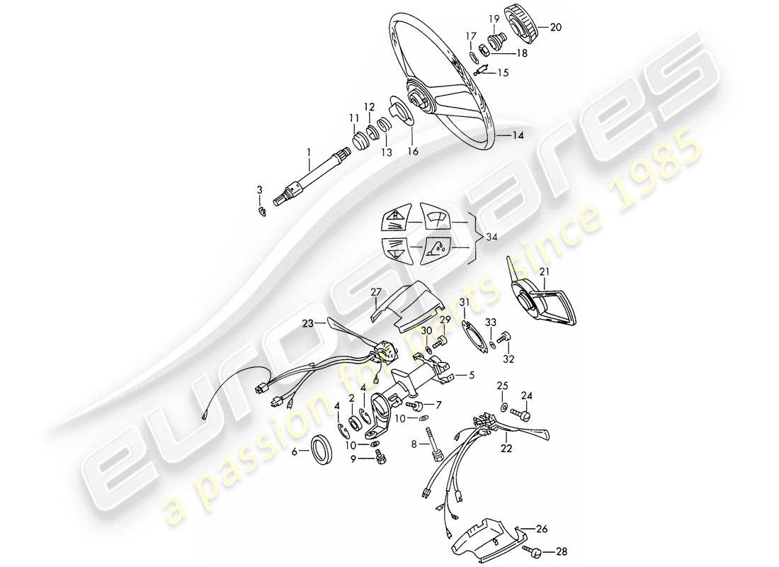 porsche 1966 (911/912) albero intermedio dello sterzo - volante - interruttore piantone dello sterzo - d - mj 1968>> - mj 1968 schema delle parti