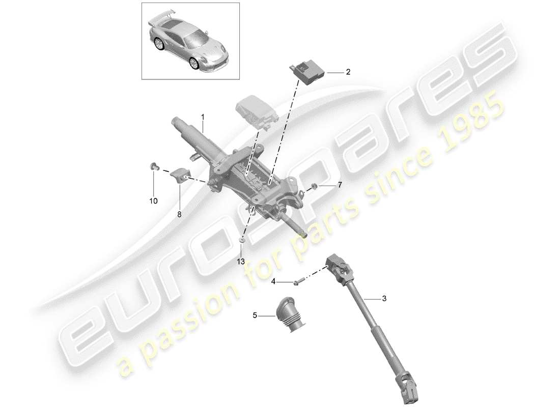 porsche 2014 (991-1 turbo) piantone dello sterzo diagramma delle parti