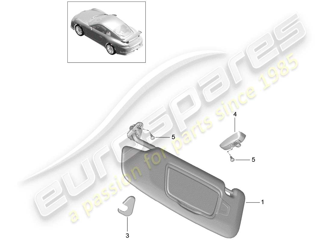 porsche 2016 (991-1 r/gt3/rs) schema delle parti delle visiere parasole